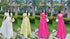 Square Neckline Puff Sleeves Flounce Long Dress